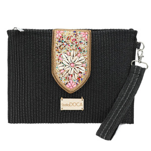 Paper straw women's envelope bag Doca 22352 black